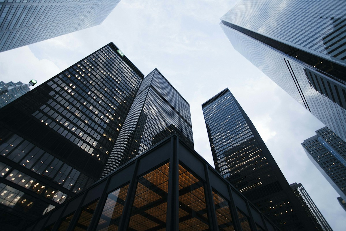 Architectural detail of contemporary corporate office towers
